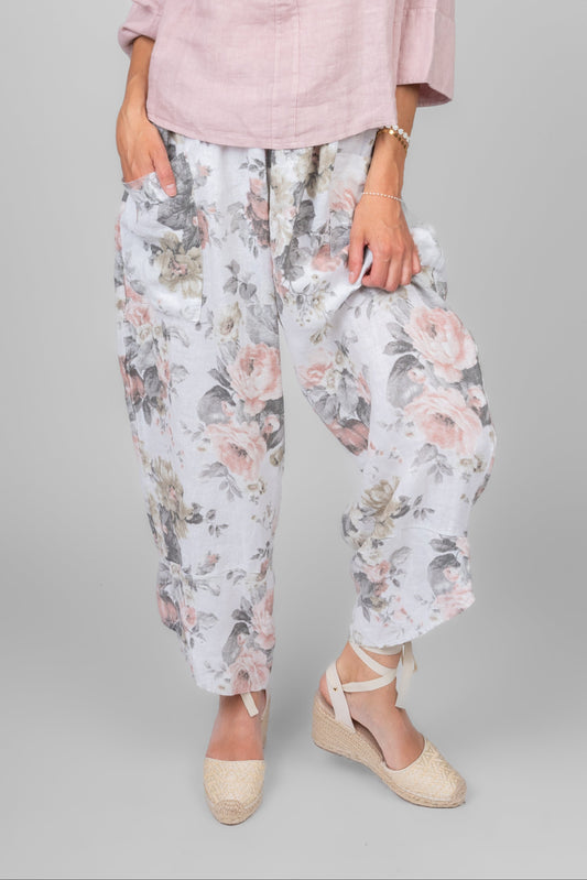 Pull On Pant w/ Vintage Floral Print