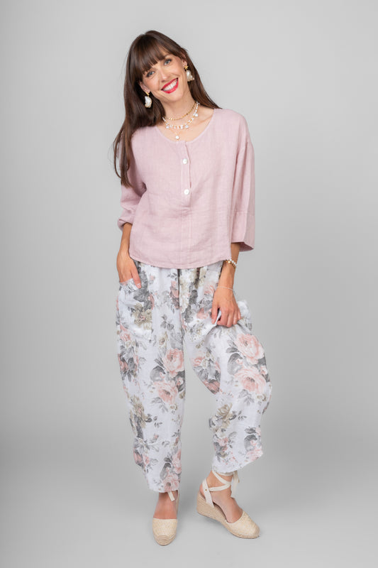 Pull On Pant w/ Vintage Floral Print