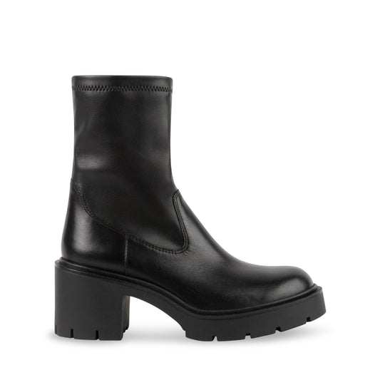 Aim Black Leather Sock Booties